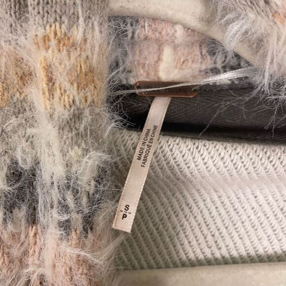 Free People Fair Weather Fuzzy Patterned Cardigan Sweater - Picture 6 of 7